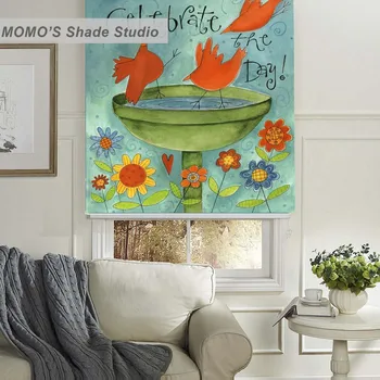 

MOMO Thermal Insulated Blackout Fabric Custom Painting Cartoon Window Curtains Roller Shades Blinds,PRB set503