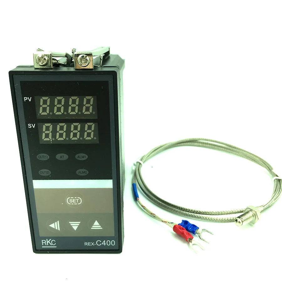 Hot selling Digital RKC PID Temperature Controller digital Thermostat REX-C400 + K type thermocouple probe 1M Relay Output | Инструменты