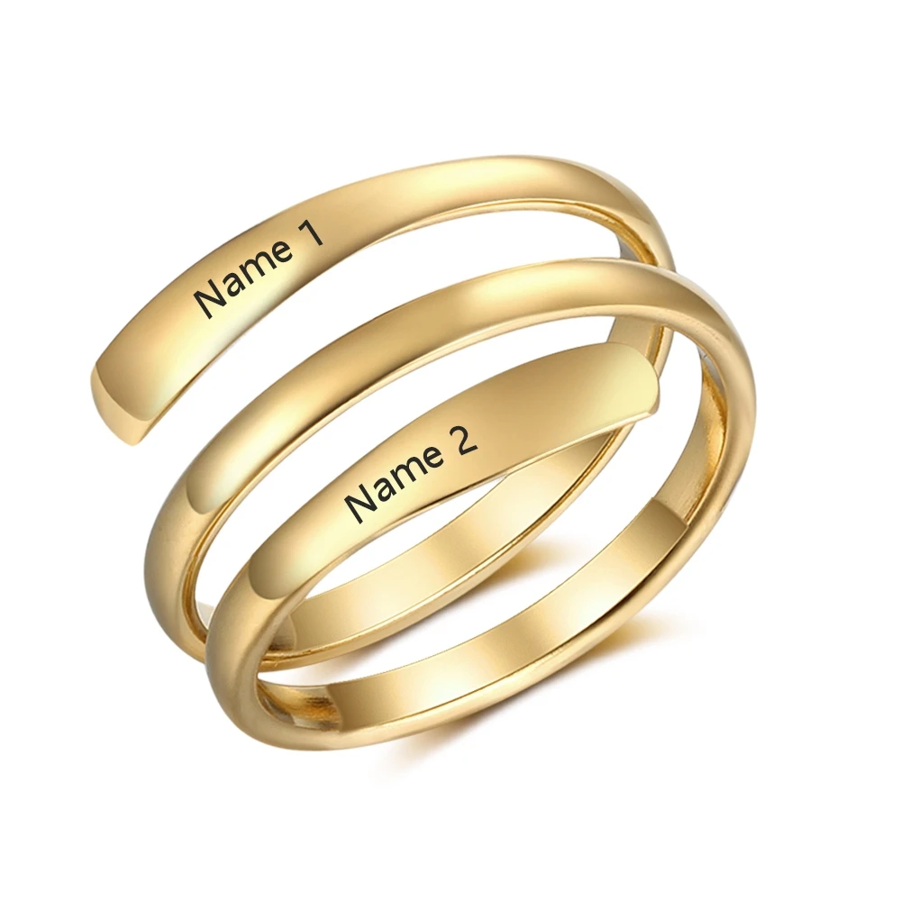 Personalized Name Engraved Rings For Women DIY 2 Names Rings Wedding