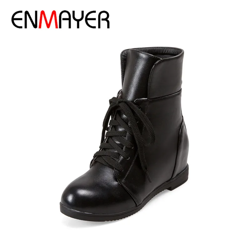 ENMAYER Woman Hot Fashion High Heel Half Short Ankle Boots Winter With Warm Plush Ladies Shoes CY043 | Обувь
