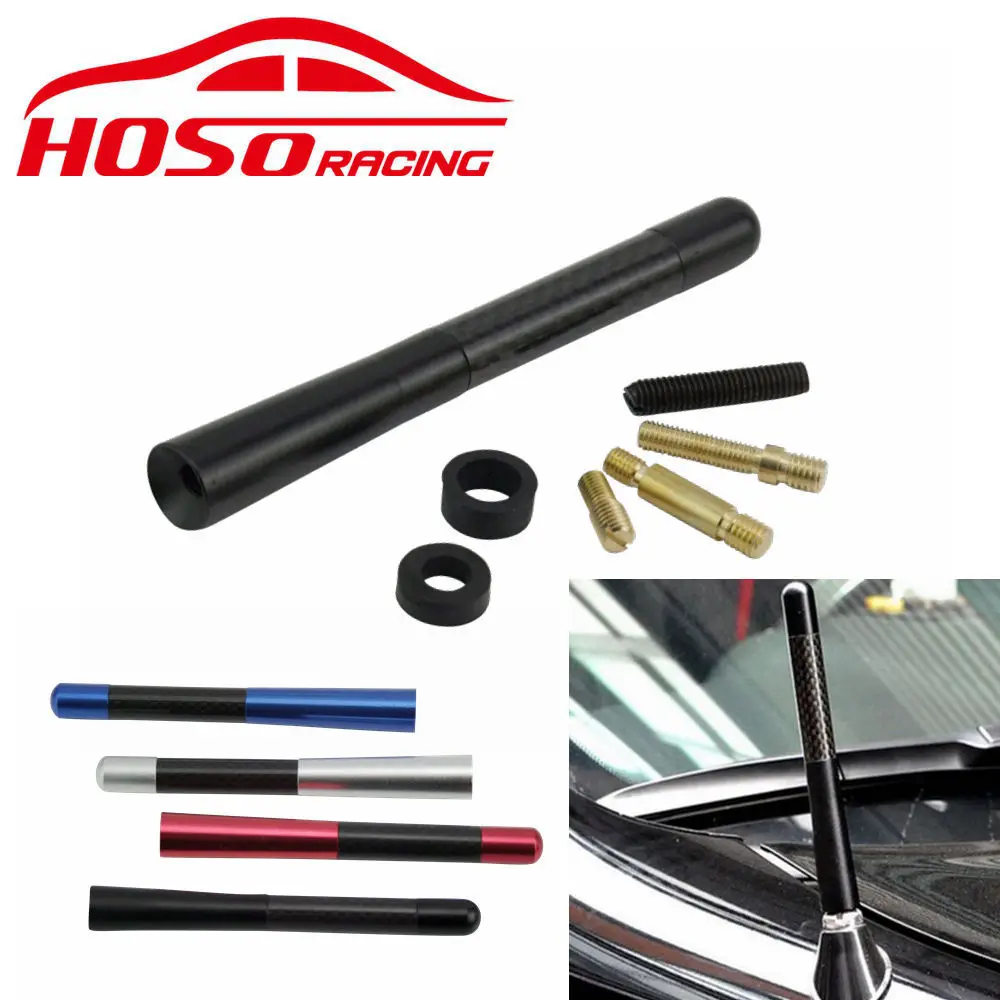 Blue 12cm Universal Aluminum Carbon Fiber Car-Styling Short Antenna Radio FM Aerial