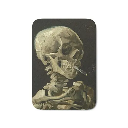 Винсент Ван Гог череп скелета с горящей сигаретой коврик для ванной|skull bath mat|mat