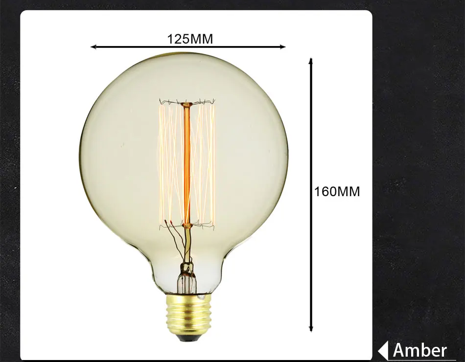 G125 потолочный светильник s 40 Вт, светильник с карбоновой нитью, лампочка эдисона, Подвесная лампа, Ретро лампа, внутреннее освещение
