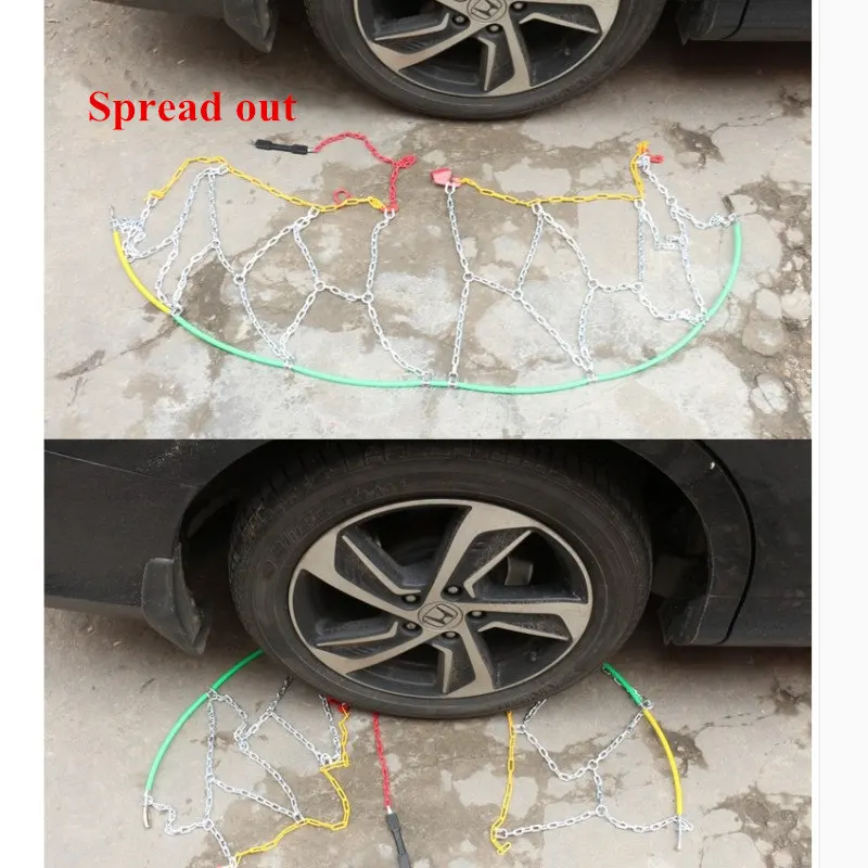 Универсальная прочная Автомобильная противоскользящая цепь из титанового сплава, цепь для снега, простая установка, не скользит, безопасное вождение на 2 колесах