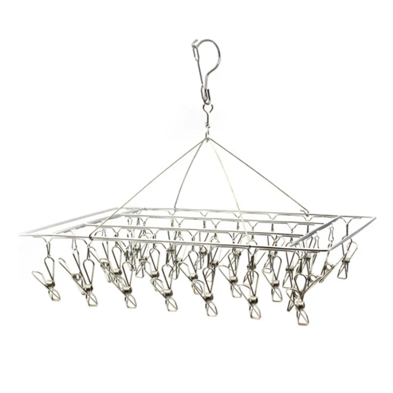 

Stainless Steel Drying Rack Multi-clip Windproof Clothespin Hook Hook Drying Rack Socks Baby Multifunctional Drying Pressure