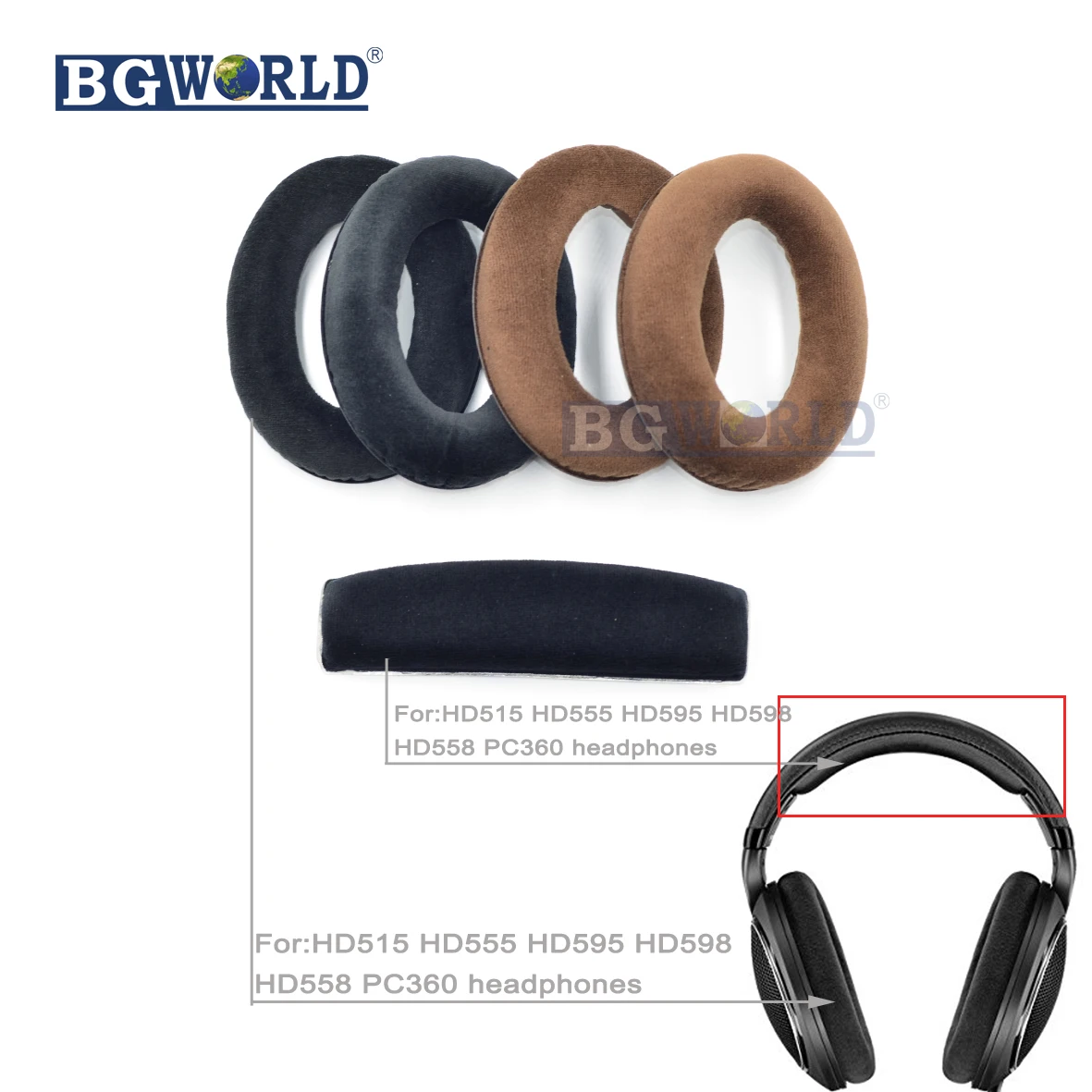 Cushion Ear Pads Velour For HD515 HD555 HD595 HD598 HD558 PC360 headphones