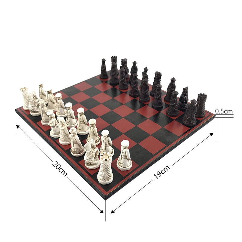 Yernea New Chess Set Chess Wooden Coffee Table Antique Miniature Chess Board Pieces Move Box Set Retro Style lifelike Game