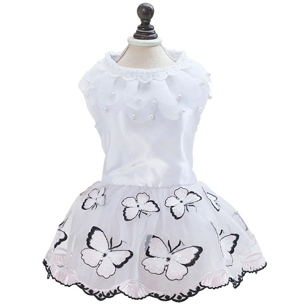 Платье для собак; Одежда для питомцев с розовым принтом; модное кружевное дышащее платье из полиэстера с блестками; Vestido Perro; 19Apr. 3 P35
