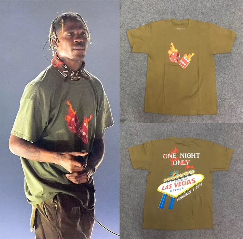 19ss Astroworld Трэвиса Скотта Тур рубашка Vegas футболка Вэнь 1:1 футболки высокого