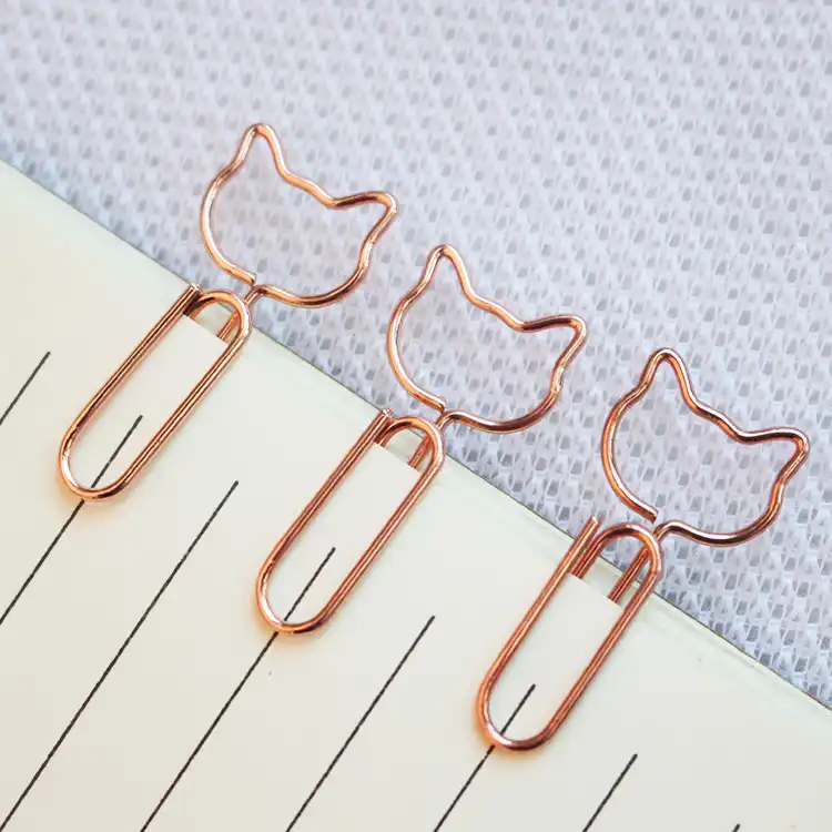 Clip De Papel De Diseno De Gato Clip De Papel Creativo De Oro Rosa Clip En Forma De Gato Marcador De Libros Clip De Papeleria De Oficina Clips De Metal Aliexpress