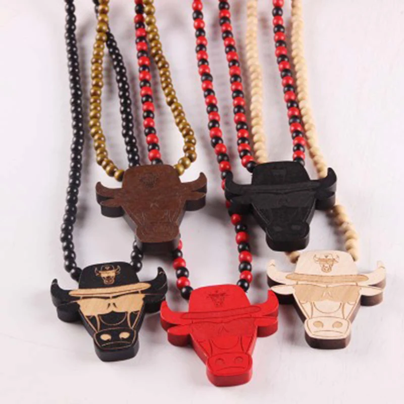 

Laser engraving Chicago Bull Pendant Bead Necklace