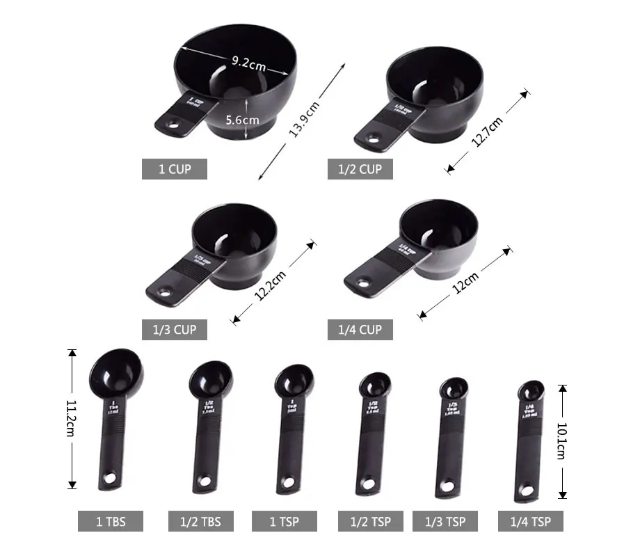Пластик 10 шт набор мерных ложек сахар, кофе в зернах порошок Совок Ложка для молочного порошка кухня измерительная чашка для выпечки аксессуары