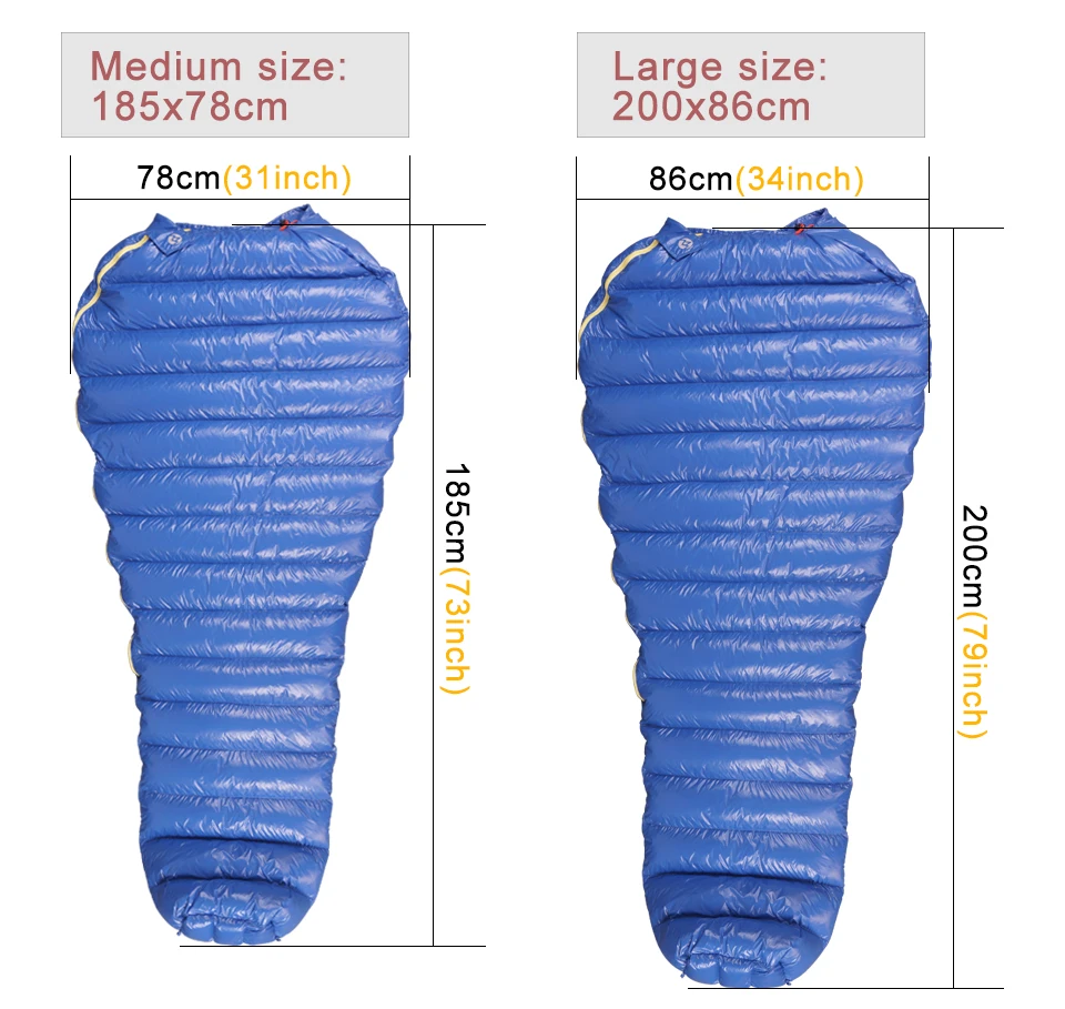 AEGISMAX M2 Открытый Сверхлегкий Мумия Тип белый гусиный пух туристический зимний спальный мешок 200x86 см 185x80 см