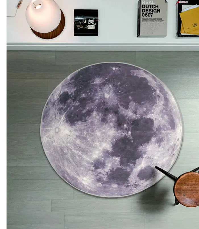 3D Круглый ковер с рисунком Луны, коврики для гостиной, для детей, для спальни, стул, круглый коврик для ванной