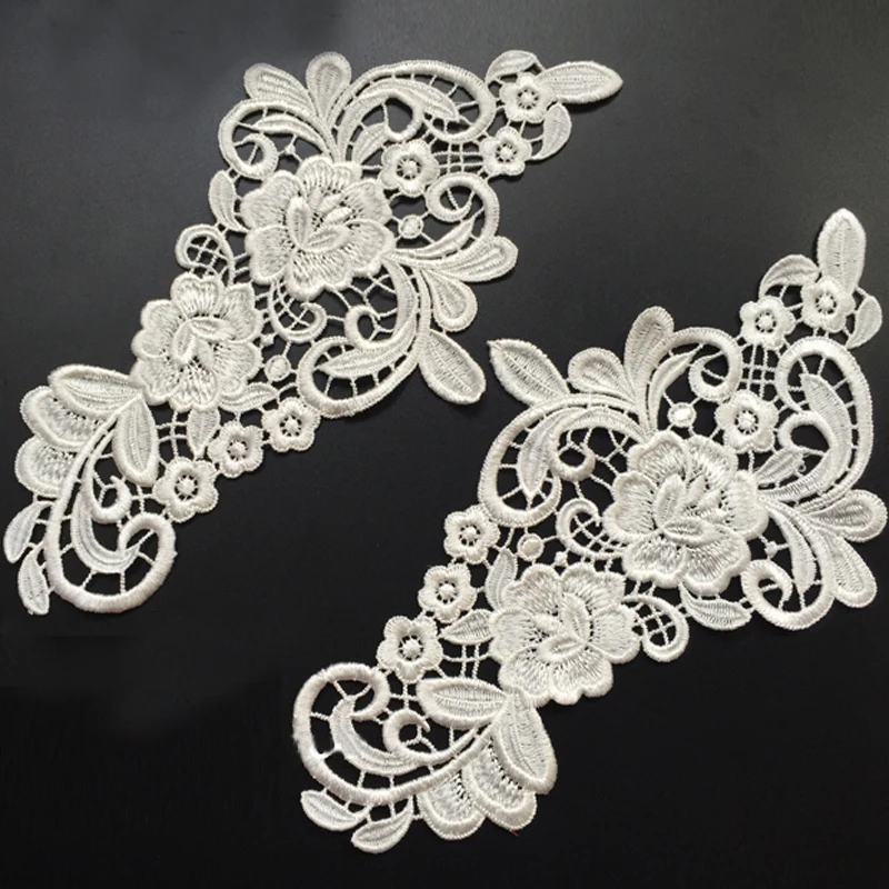 White Flower Embroidery Lace Applique Fabric Jacquard Ribbon Lace
