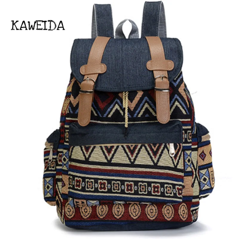 

Teen Printed PU canvas denim Backpack for Teenager Mori Girls Casual Shoulder bagpack School Book Bag Stylish Large Capacity