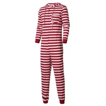 Vete men t femme, новинка,, Рождественская одежда для мамы, папы, папы, мужчин, полосатый принт, комбинезон с капюшоном, комплект одежды, облегающий мужской костюм