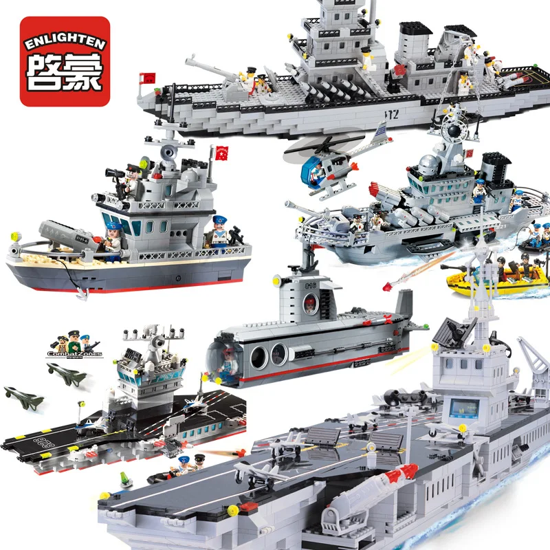 

2019 Compatible Legoed Military Cruiser Submarine Aircrafted Carrier Sets Building Blocks Ship Boat Weapon Brick Child Kids Toys