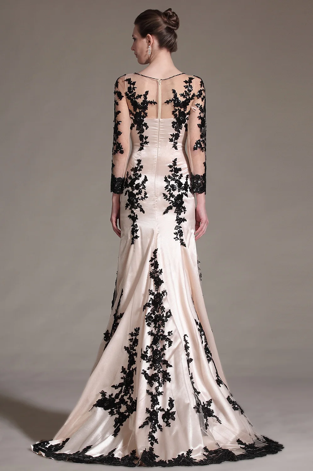 New-Mermaid-O-Neck-Long-Sleeves-Sweep-Train-Evening-Dress-Freeshipping (3)