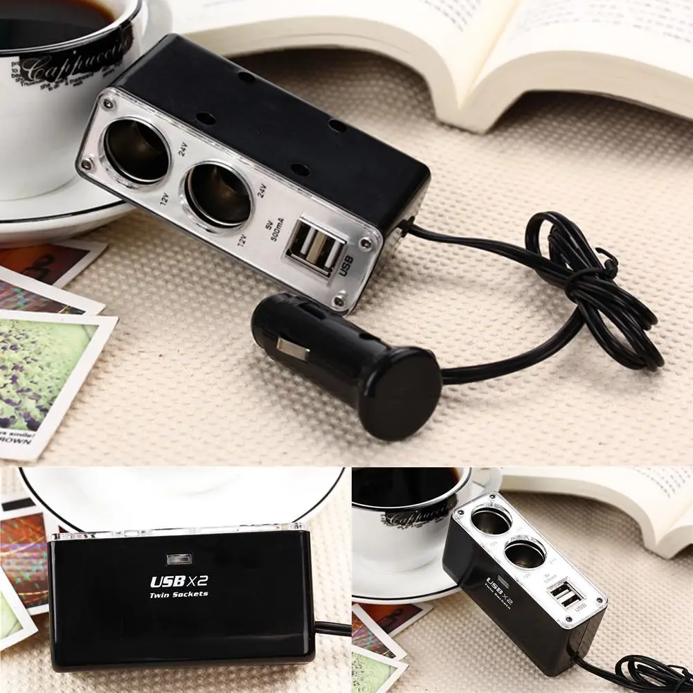 

5V/1A Double USB Port 2 Way Auto Car Cigarette Lighter Socket Splitter Car Charger Plug Adapter DC 12V New