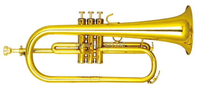 Best price at $253 Cheap Bb Flugelhorn Brass Body 135mm Bell 11.5mm Bore size with wood case Brass Instruments EMS free shipping