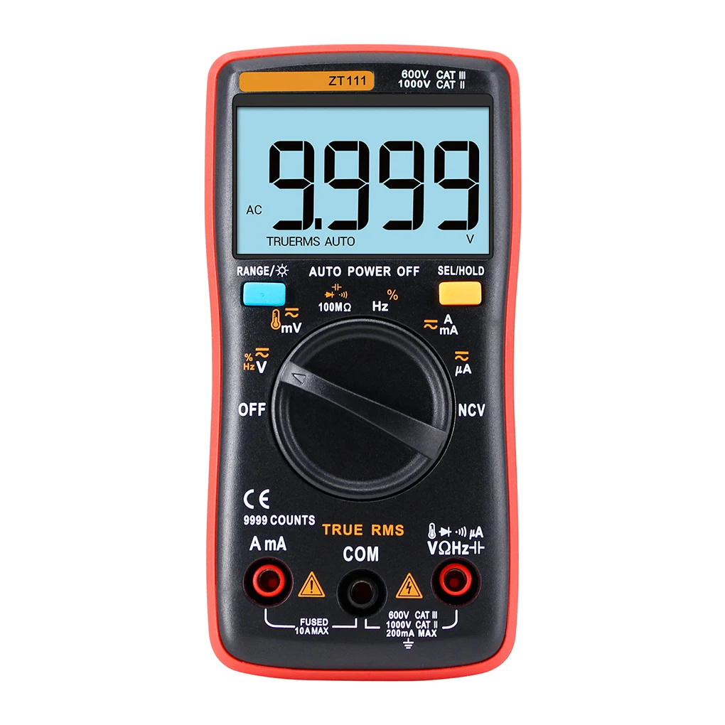 

ZT111 9999 Word Digital Multimeter Automatic Manual Range Backlit Display Digital Multimeter with NCV Induction Test