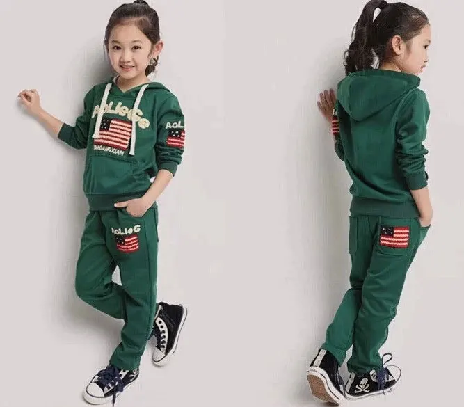 Дети Осень хит сезона хлопковые полотенца вышитые костюм для мальчиков и девочек в Корейском стиле комплекты для детей костюм для мальчика