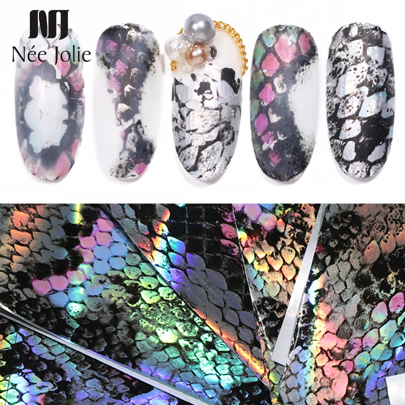 

16Pcs/set Nail Foils Holographic Snake Design Slider Transfer Stickers Decals Nail Art Decoration Accessories Tools 20 * 4 cm
