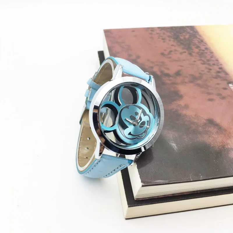 

Drop Shipping Fashion Carton Mouse Chirldren's Watches Cute Kids Clock Vogue PU Leather Strap Quartz Watch For Girl Student Gift