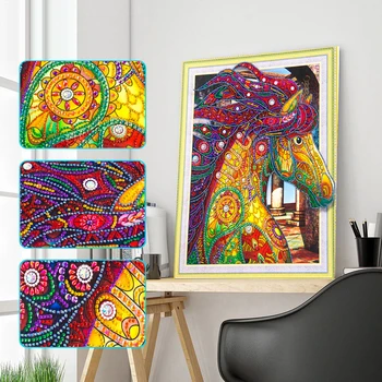 

Special Shaped Diamond Painting Color Horse Style DIY 5D Partial Drill Cross Stitch Kits Crystal Diamond Paintings Home Decors
