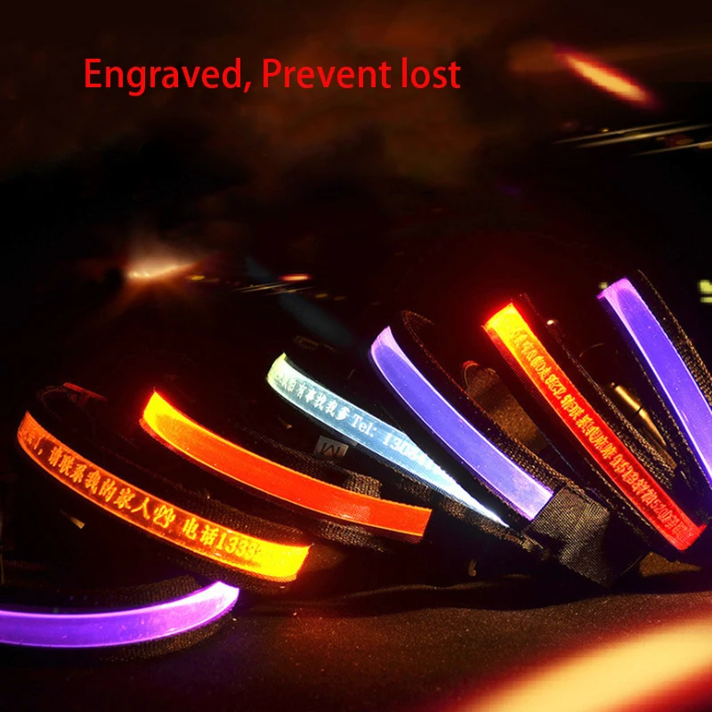 

Colorful LED Pet Collars Lettering Custom Made Dog Neck Sets Flash Dog Collars Pet Products Pet Collars-003