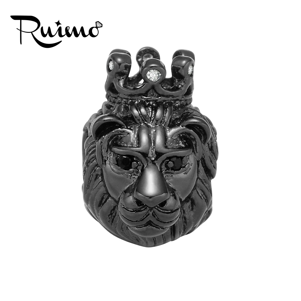

RUIMO Luxury Micro Inlay Zircon Crown Lion Head Beads For DIY Bracelets Jewelry Making Gold/ Rose Gold/Black Plating Metal Bead