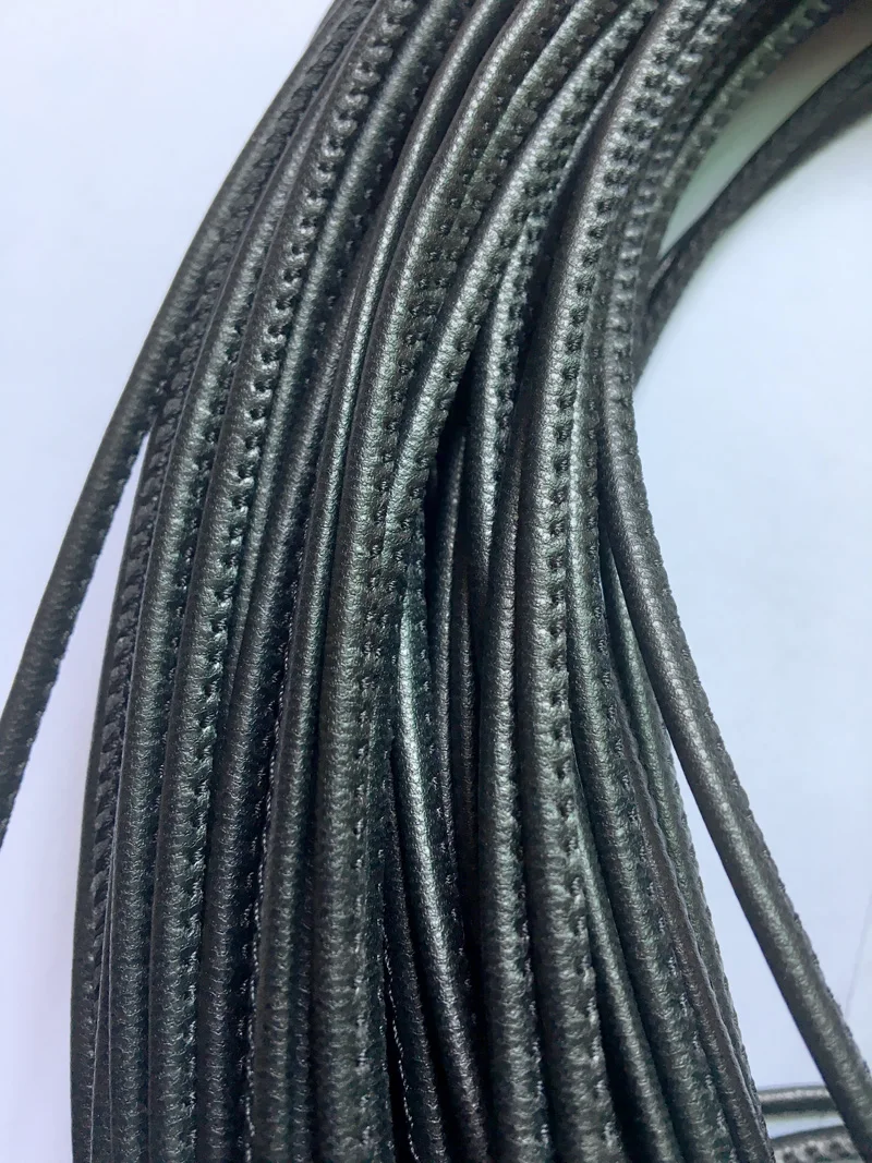 

3mm Stitched Nappa Round Leather Cord Black Soft Round Jewelry Leather 5 meters