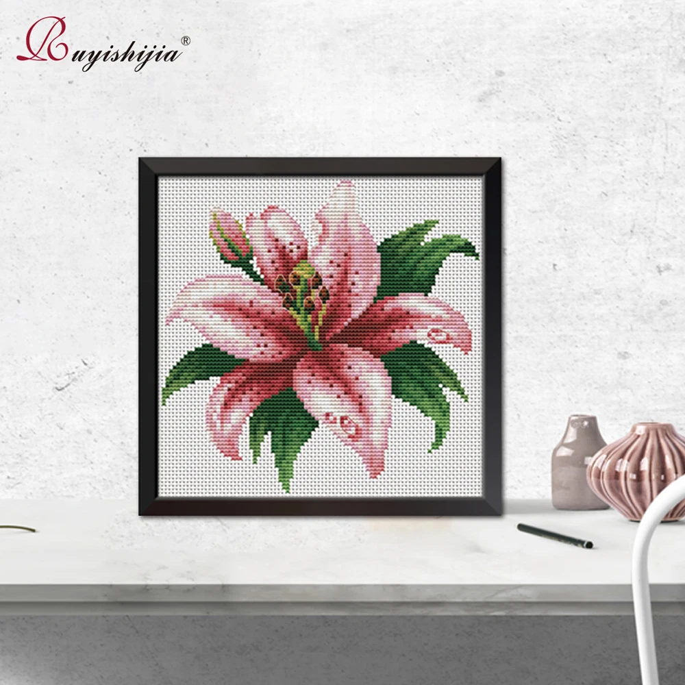 

RUYISHIJIA Pretty Flowers Paintings Needlework Cross Stitch Set by Starter Kits Beginners Handmade Cross-Stitch Embroidery