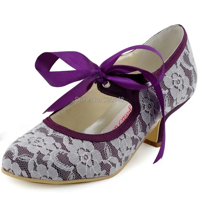 purple wedding shoes low heel