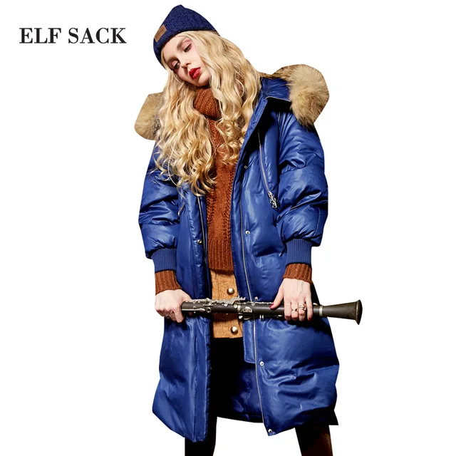 Cheap Elf SACK winter p fashion raccoon fur with a hood down coat female ultra long 