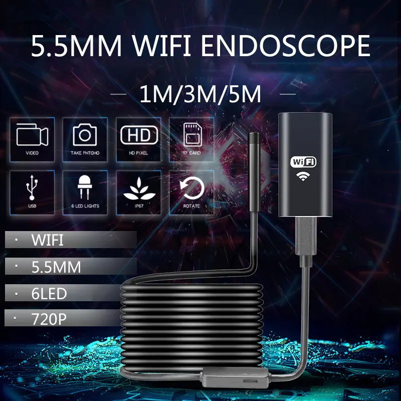 IP67 Ear Spoon Borescope Real-Time Video Mobile Phones Camera Practical Monitoring Photos Inspection Endoscope Portable