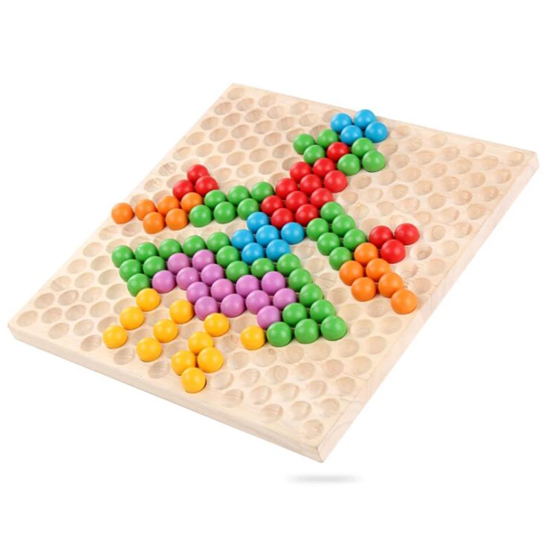 Деревянная головоломка Радуга разноцветная игрушка родитель-ребенок интерактивная игра детский сад обучение Ранние развивающие игрушки для детей - Цвет: wood color