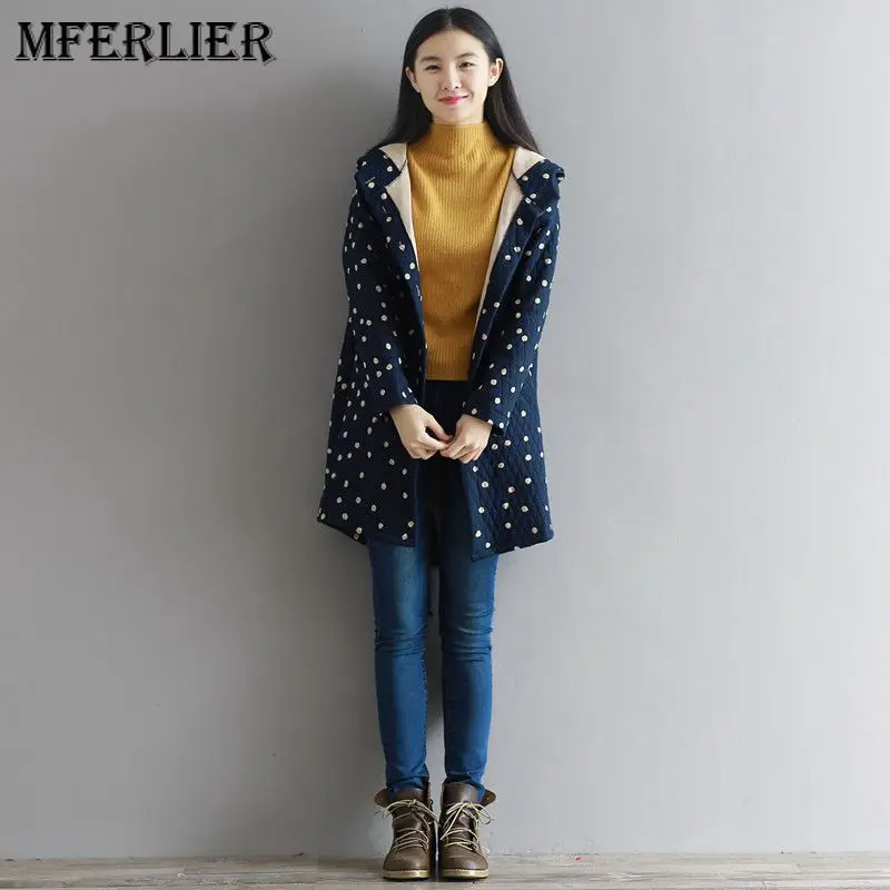 

Mferlier Mori Girl Winter Artsy Floral Print Parka Women Hooded Long Sleeve Drawstring Hem Wintermantel Frauen