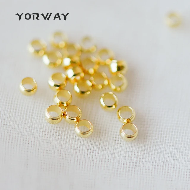 100pc 2x1.2mm Brass Crimp Beads, Gold