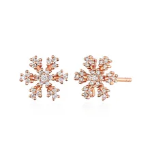 QYI 0.17 ct Natural Diamond snowflake Earrings 18K Rose Gold Halo Stud Earrings Fine Jewelry Earring Studs QYI 0.17 ct Natural Diamond snowflake Earrings 18K Rose Gold Halo Stud Earrings Fine Jewelry Earring Studs