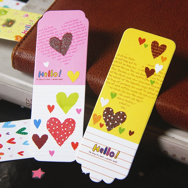 

Free shipping 30 pcs/set cute Interesting love heart paper bookmark bookmarks for book gifts labels indexes & stamps