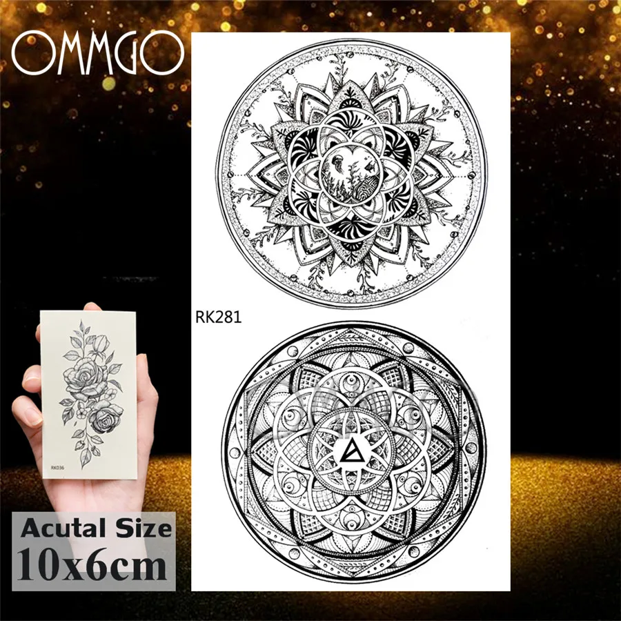 OMMGO пикантные черные сапоги серьги Henna Mandala цветок временные татуировки для девочек женский, черный Стикеры Индия михенди, штаны с