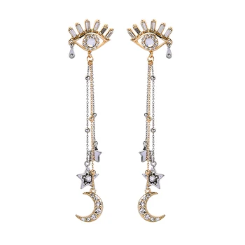 

Devil's Eyes Crystal Tears Personality Drop Earrings Ethnic Moon&star Series Ear Drops For Women Fashion Jewelry Drop Shipping