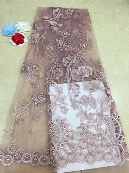 

African Tulle Lace Fabric 2019 African French Lace Fabric High Quality With Beads Nigerian Embroidery Tulle French Lace x4