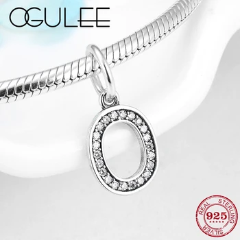 

Luckly Number 0 Authentic 925 Sterling Silver Charms pendants bead with Clear CZ Fit Original Pandora Bracelets Silver Jewelry