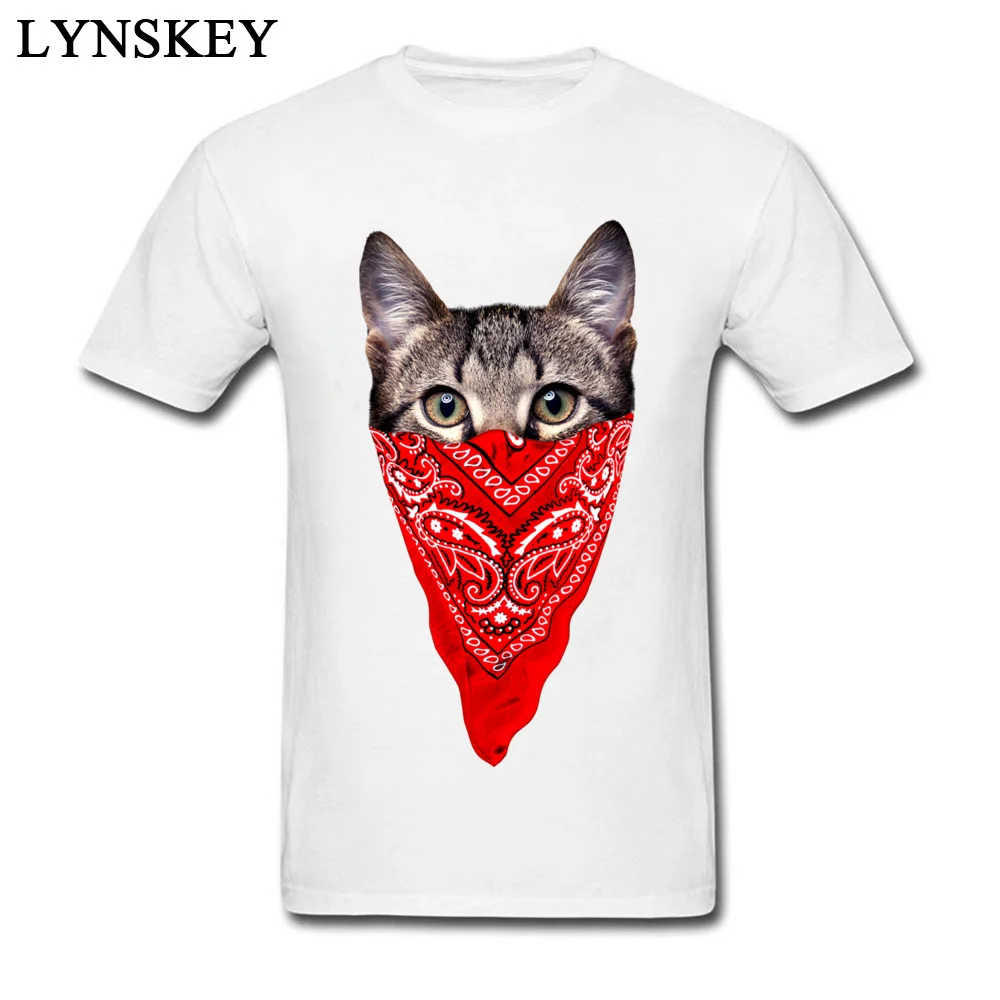 3D Printed Tops T Shirt for Men Hot Sale Summer/Fall Round Collar 100% Cotton Short Sleeve T-shirts Gangster Cat Printed Tee-Shirt Gangster Cat white