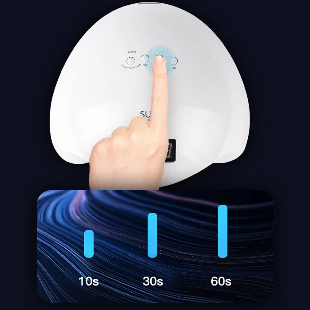 Светодиодный светильник SUN 5 X Plus 48 Вт, лампа для ногтей, ЖК-дисплей, светодиодный светильник для маникюра, Гель-лак, автоматический таймер, УФ-датчик для салона