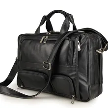 Большой емкости из натуральной кожи мужские сумки-мессенджеры 15," Ноутбук мужской портфель черный портфель бизнес дорожные сумки# VP-J7289