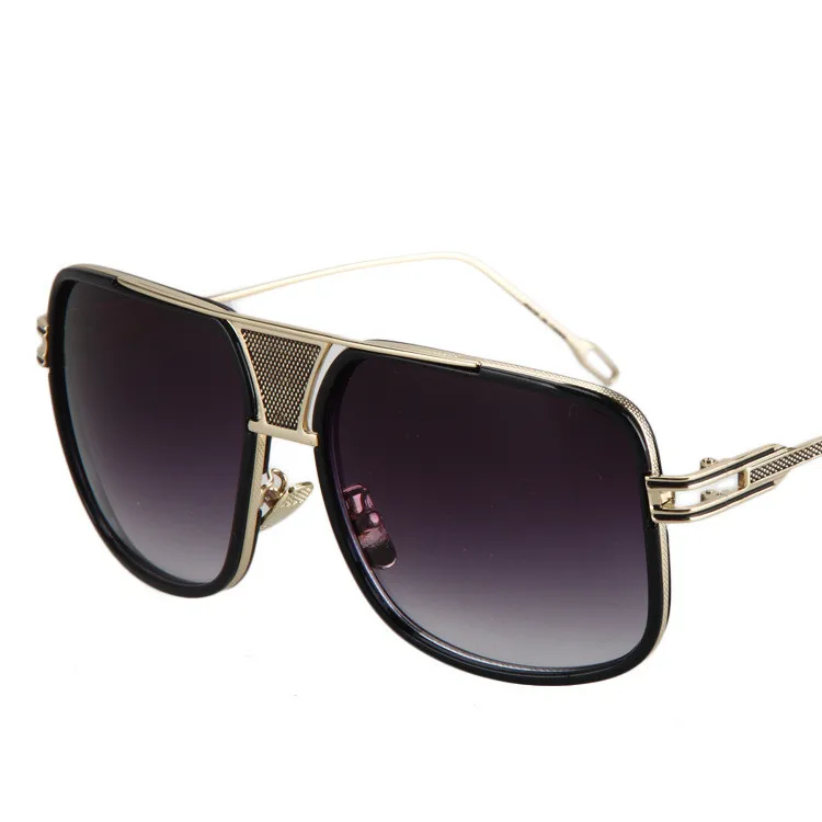 High Quality Brand Designer Mens Sunglasses Cool Metal Square Oversized Sunglasses Big Vintage